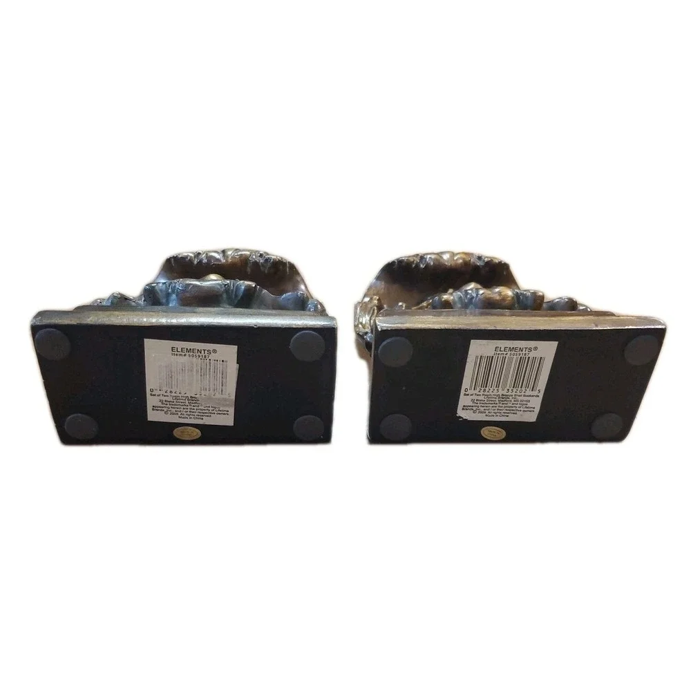 Set Of Two Resin High Bronze Shell Design Bookends Ornate Solid‎ Heavy